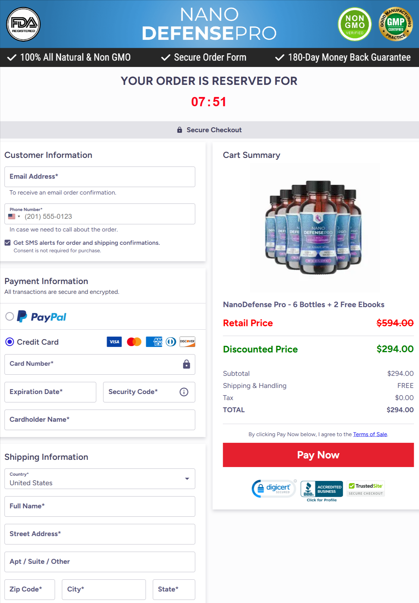 NanoDefense Pro - Order Page
